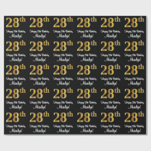 28th Birthday: Elegant Luxurious Faux Gold Look # Wrapping Paper