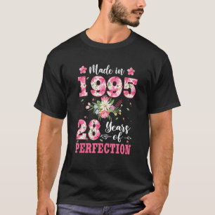 28th Birthday For Women Floral Made In 1995 T-Shirt