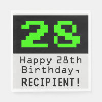 28th Birthday - Nerdy / Geeky Style "28" & Name