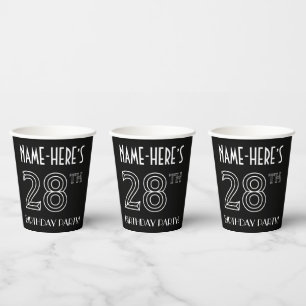 28th Birthday Party: Art Deco Style + Custom Name Paper Cups