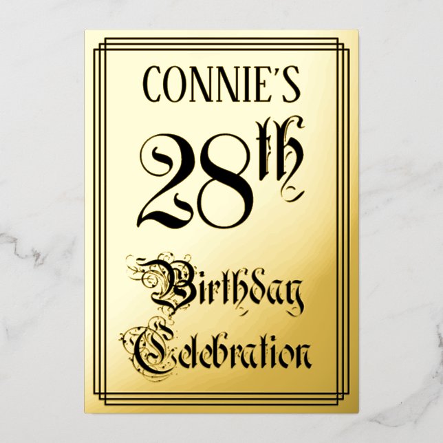 28th Birthday Party — Elegant Script + Custom Name (Front)