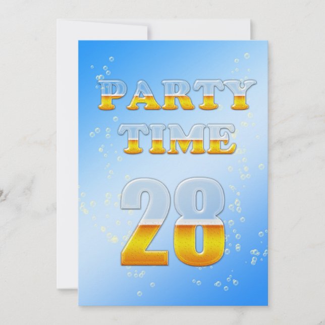 28th birthday party invitation with beer (Front)