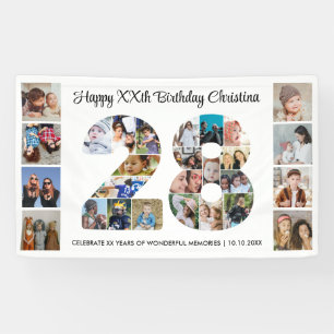 28th Birthday Party Number 28 Photo Collage Banner