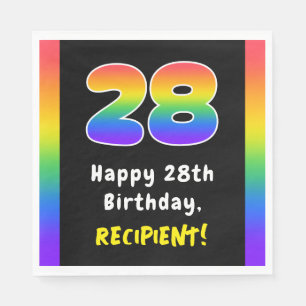 28th Birthday: Rainbow Spectrum # 28, Custom Name Napkin
