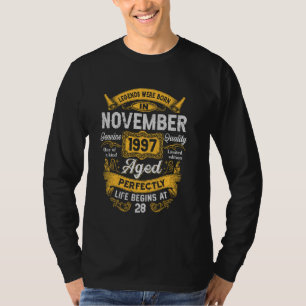28th Birthday Real Legends November 1997 28 Years T-Shirt