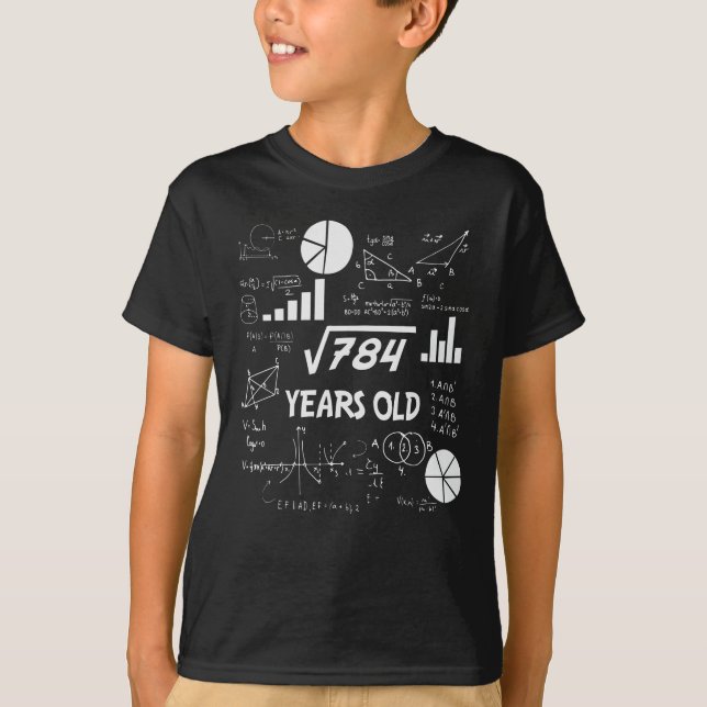 28th Birthday Square Root Math 28 Years Old Bday T-Shirt (Front)