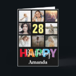 28th Happy Birthday Photo Collage Modern Black Card<br><div class="desc">28th Happy Birthday Photo Collage Modern Black Card with personalised name. For further customisation,  please click the "Customise it" button and use our design tool to modify this template.</div>