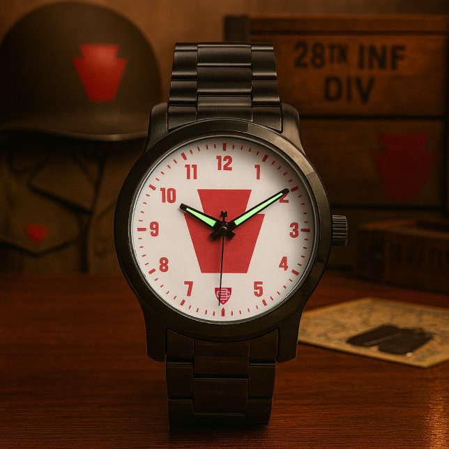 28th Infantry Division "Bloody Bucket" Black Watch (28th Infantry Division Bloody Bucket Tribute Black Stainless Steel Watch)