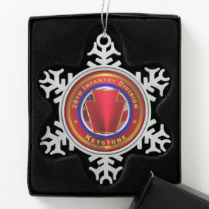 28th Infantry Division Snowflake Pewter Christmas Ornament