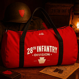 28th Infantry Division Tribute Personalized Red Duffle Bag