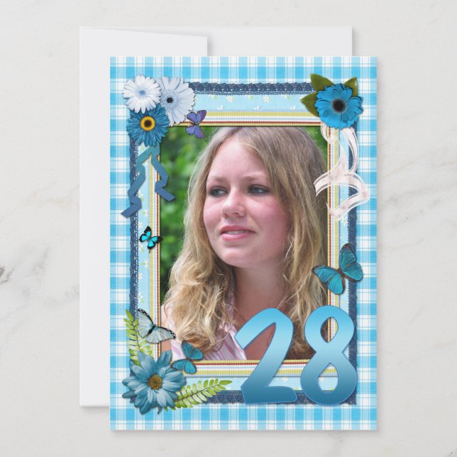 28th Photo birthday party invitation (Front)
