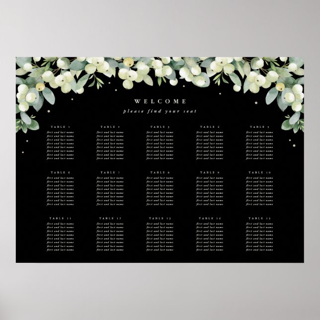 28x20" 15 Tables of 8 Seating Chart Poster (Front)