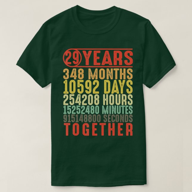 29 Year 29th Wedding Anniversary Gifts for Her Him T-Shirt (Design Front)