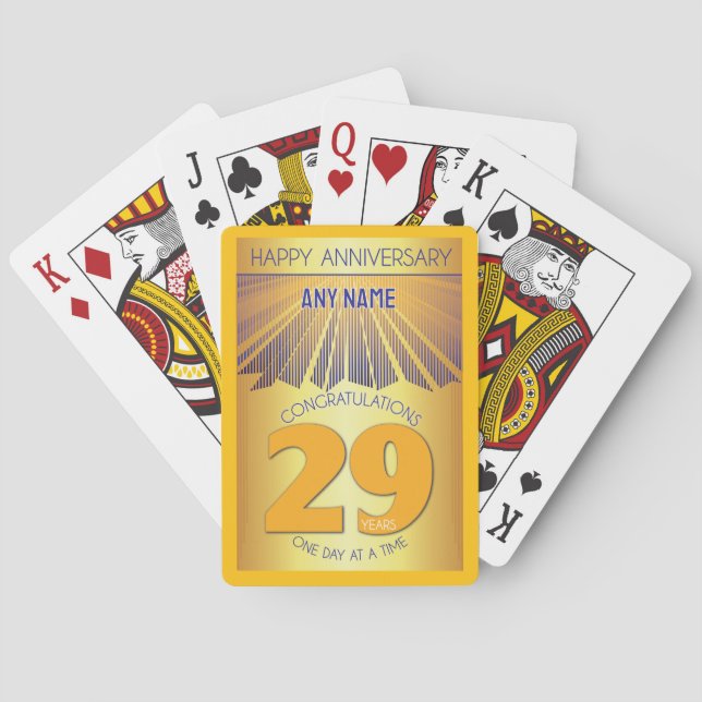 29 Year | Golden Ray 12 Step CUSTOM NAME Playing Cards (Back)