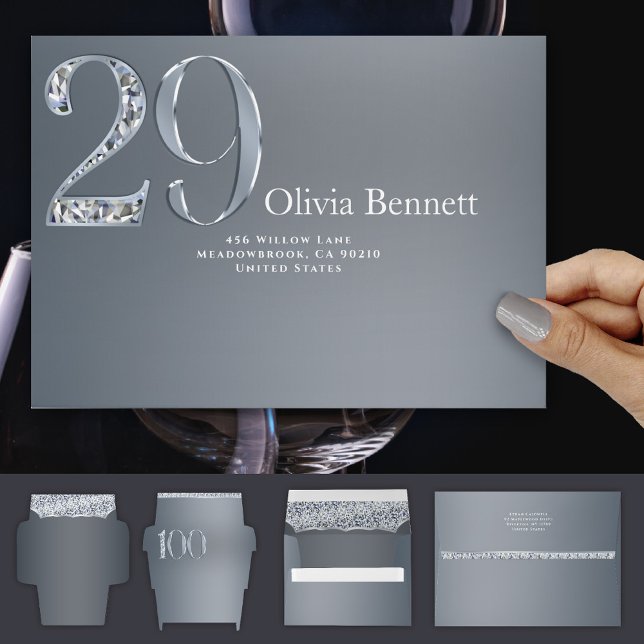 29th Anniversary Diamond Number Twenty Nine Silver Envelope (Creator Uploaded)