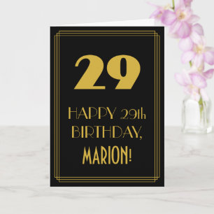 29th Birthday – Art Deco Inspired Look "29" & Name Card