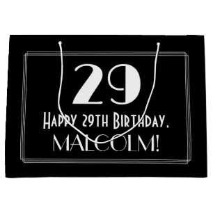 29th Birthday: Art Deco Inspired Style "29", Name Large Gift Bag