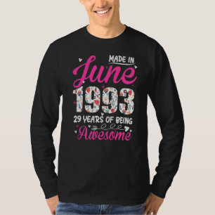 29th Birthday Awesome Since June 1993 Floral T-Shirt