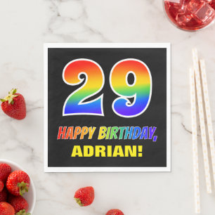 29th Birthday: Bold, Fun, Simple, Rainbow 29 Napkin