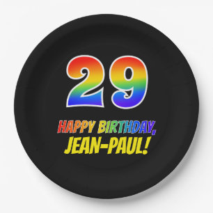 29th Birthday: Bold, Fun, Simple, Rainbow 29 Paper Plate