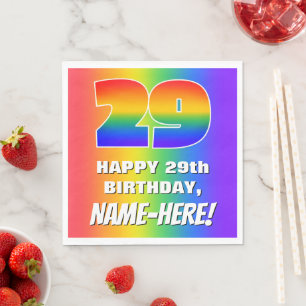 29th Birthday: Colorful, Fun Rainbow Pattern # 29 Napkin