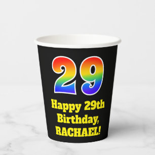 29th Birthday: Colourful, Fun, Exciting, Rainbow 2 Paper Cups