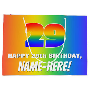 29th Birthday: Colourful, Fun Rainbow Pattern # 29 Large Gift Bag