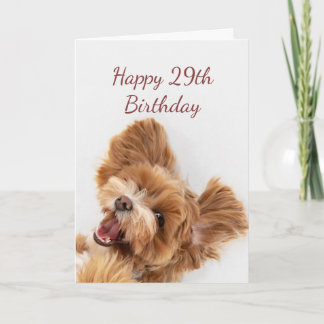 29th Birthday Fun Begin Cute Dog Puppy Pet Card