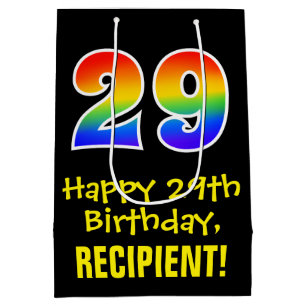 29th Birthday: Fun, Bold, Colourful, Rainbow "29" Medium Gift Bag