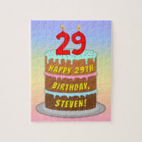 29th Birthday: Fun Cake and Candles + Custom Name