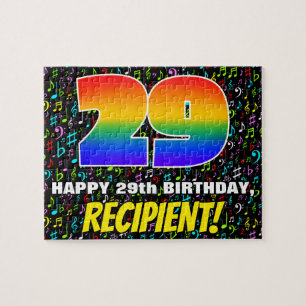 29th Birthday — Fun, Colourful Music Symbols & “29 Jigsaw Puzzle