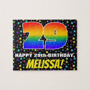 29th Birthday — Fun, Colourful Star Field Pattern Jigsaw Puzzle