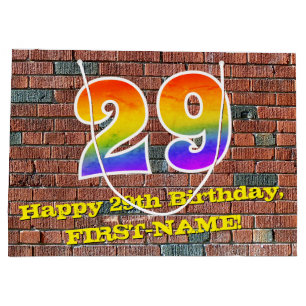 29th Birthday: Fun, Graffiti-Inspired Rainbow # 29 Large Gift Bag