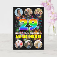 29th Birthday: Fun Rainbow #, Custom Name & Photos
