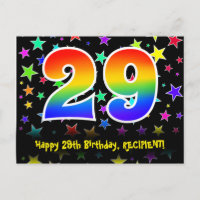 29th Birthday: Fun Stars Pattern, Rainbow 29, Name