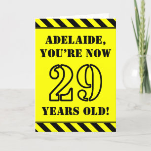 29th Birthday: Fun Stencil Style Text, Custom Name Card