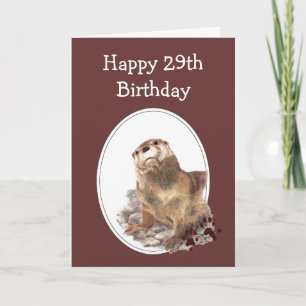 29th Birthday Humour with Cute Watercolor Otter Card