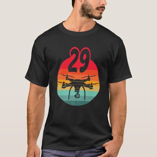 29Th Birthday I Retro Remote Control Drones With C T-Shirt (Front)