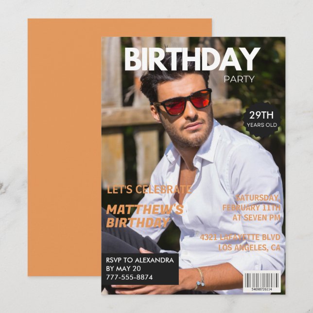 29th birthday invitations for him Magazine Cover (Front/Back)