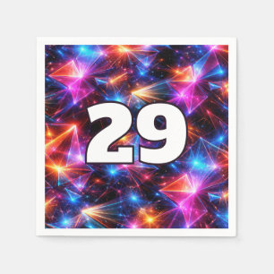 29th Birthday Neon Polygon Abstract  Napkin