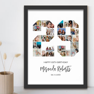 29th Birthday Number 29 Custom Photo Collage Poster
