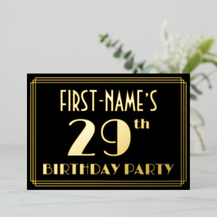 29th Birthday Party: Art Deco Look “29”, w/ Name