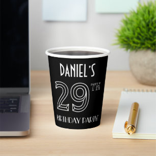 29th Birthday Party: Art Deco Style + Custom Name Paper Cups