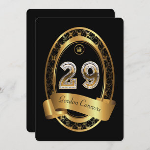 29th,birthday party woman man,elegant colour invitation