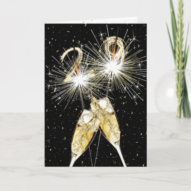 29th Birthday Sparklers and Champagne Toast Card (Front)