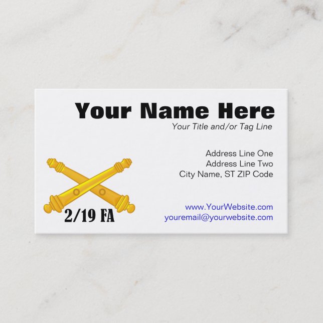 2/19 Field Artillery Business Card (Front)