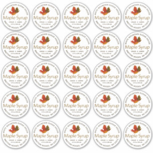 2 1/2" Wide Mouth Mason Jar Lid Label Maple Syrup