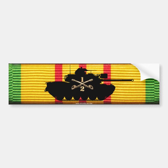 2/1st Cavalry M48A3 on VSM Ribbon Bumper Sticker (Front)