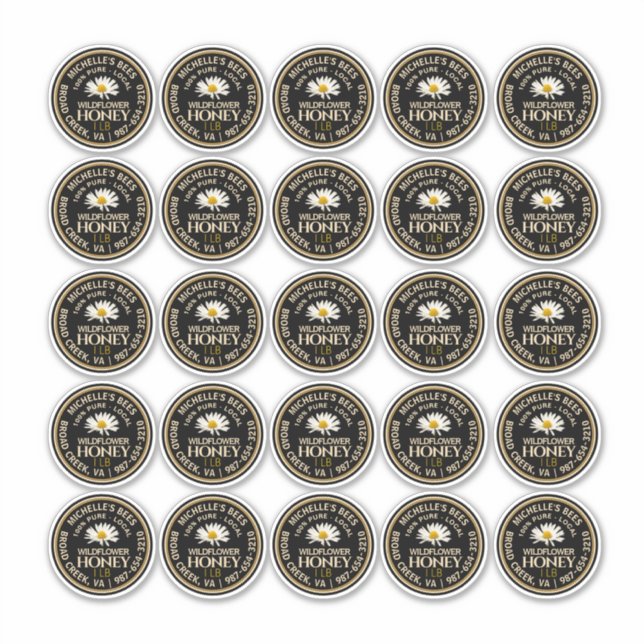 2.25" Waterproof Vinyl Honey Label with Daisy (Front)