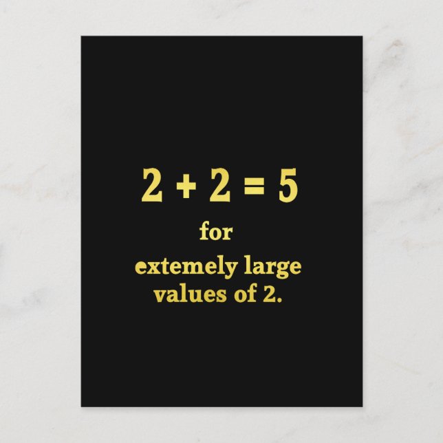 2 + 2 = 5  Funny Math Joke Postcard (Front)